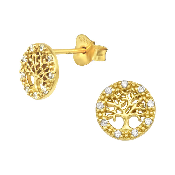 ✨ Tree of Life 925 Sterling Silver Earrings with Zirconia & Screw-Back Closure ✨